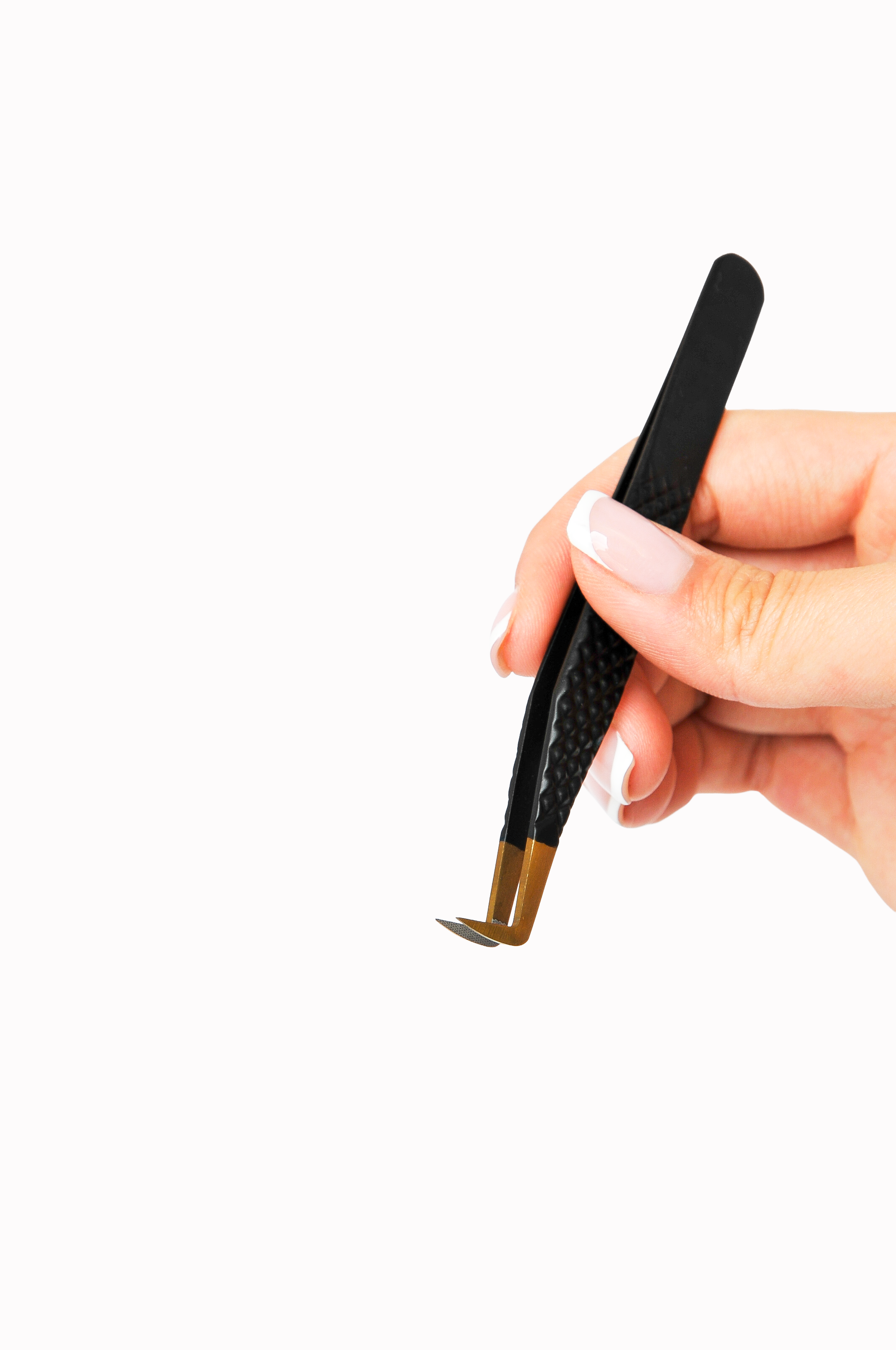 L curved Fiber tip tweezer - Black