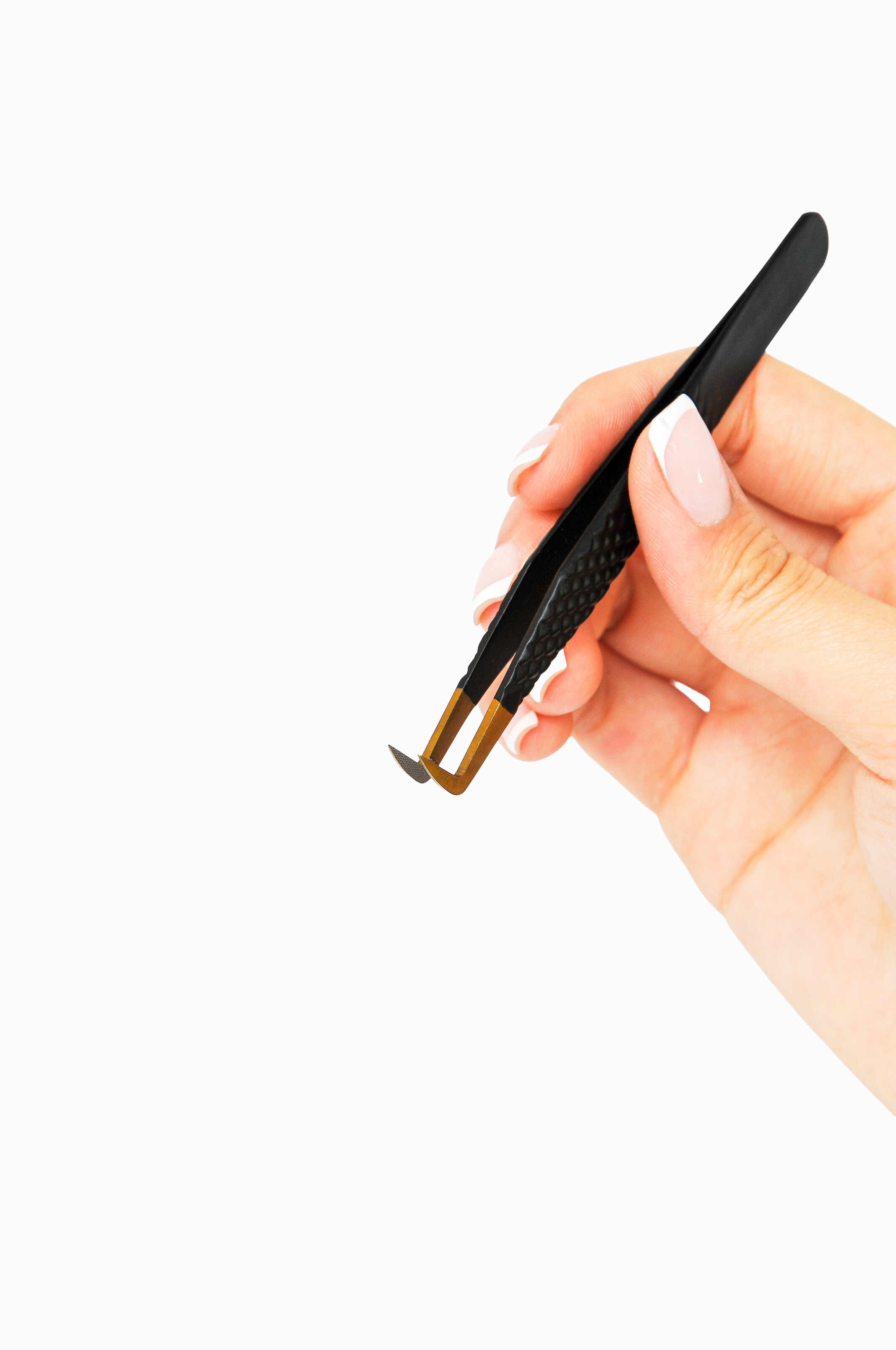 L curved Fiber tip tweezer - Black