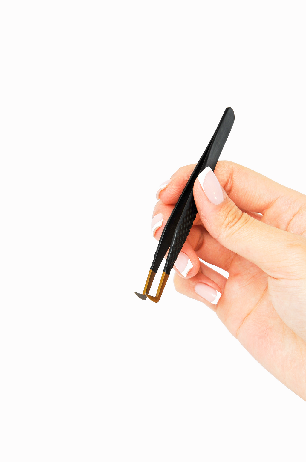 L curved Fiber tip tweezer - Black
