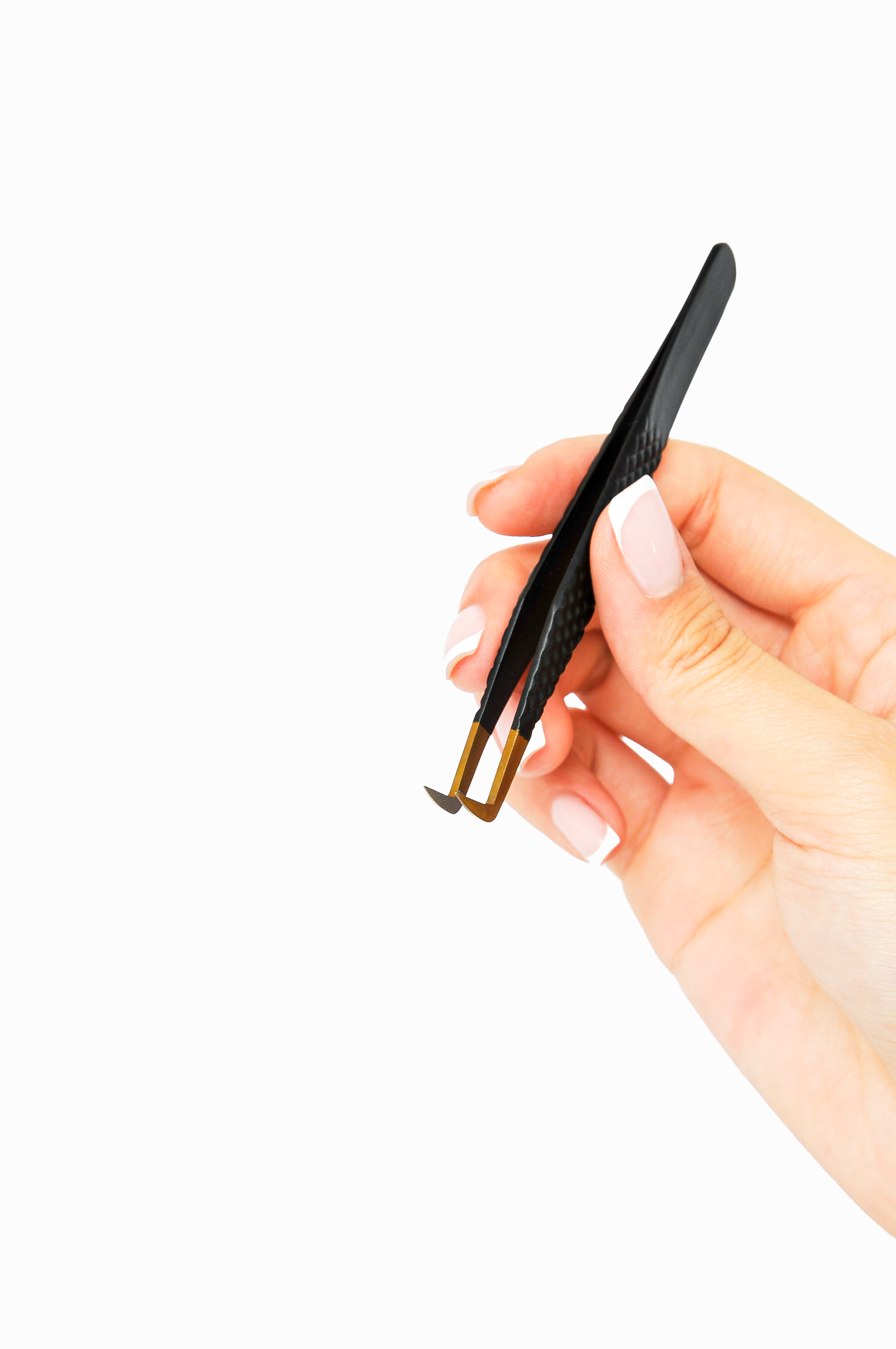 L curved Fiber tip tweezer - Black