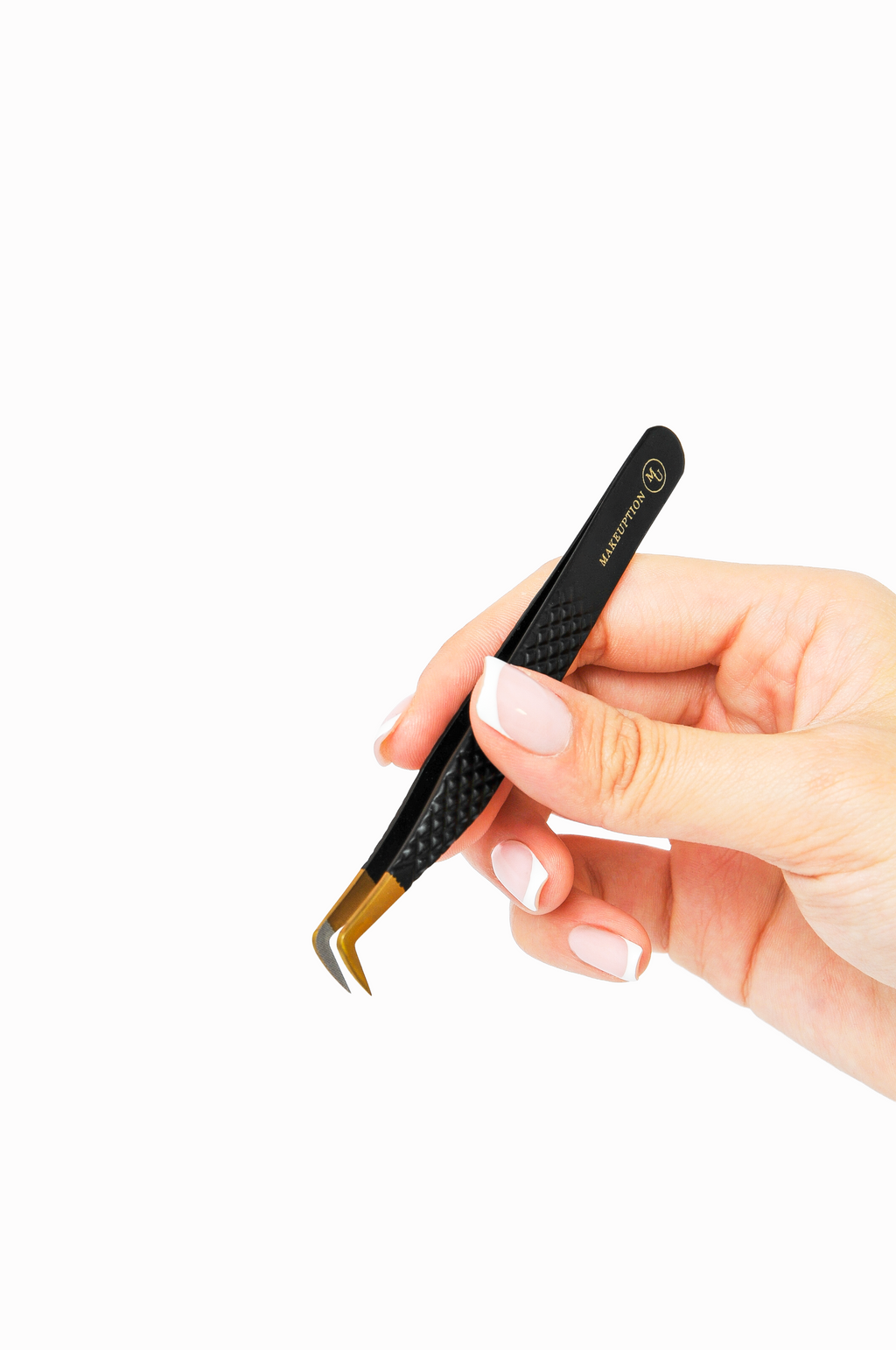 L curved Fiber tip tweezer - Black