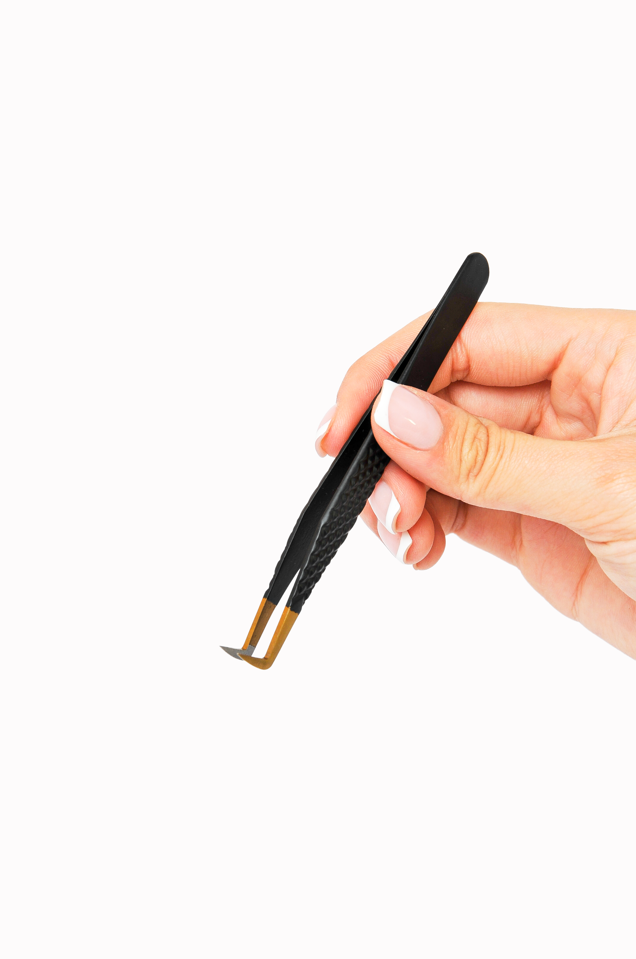 L curved Fiber tip tweezer - Black