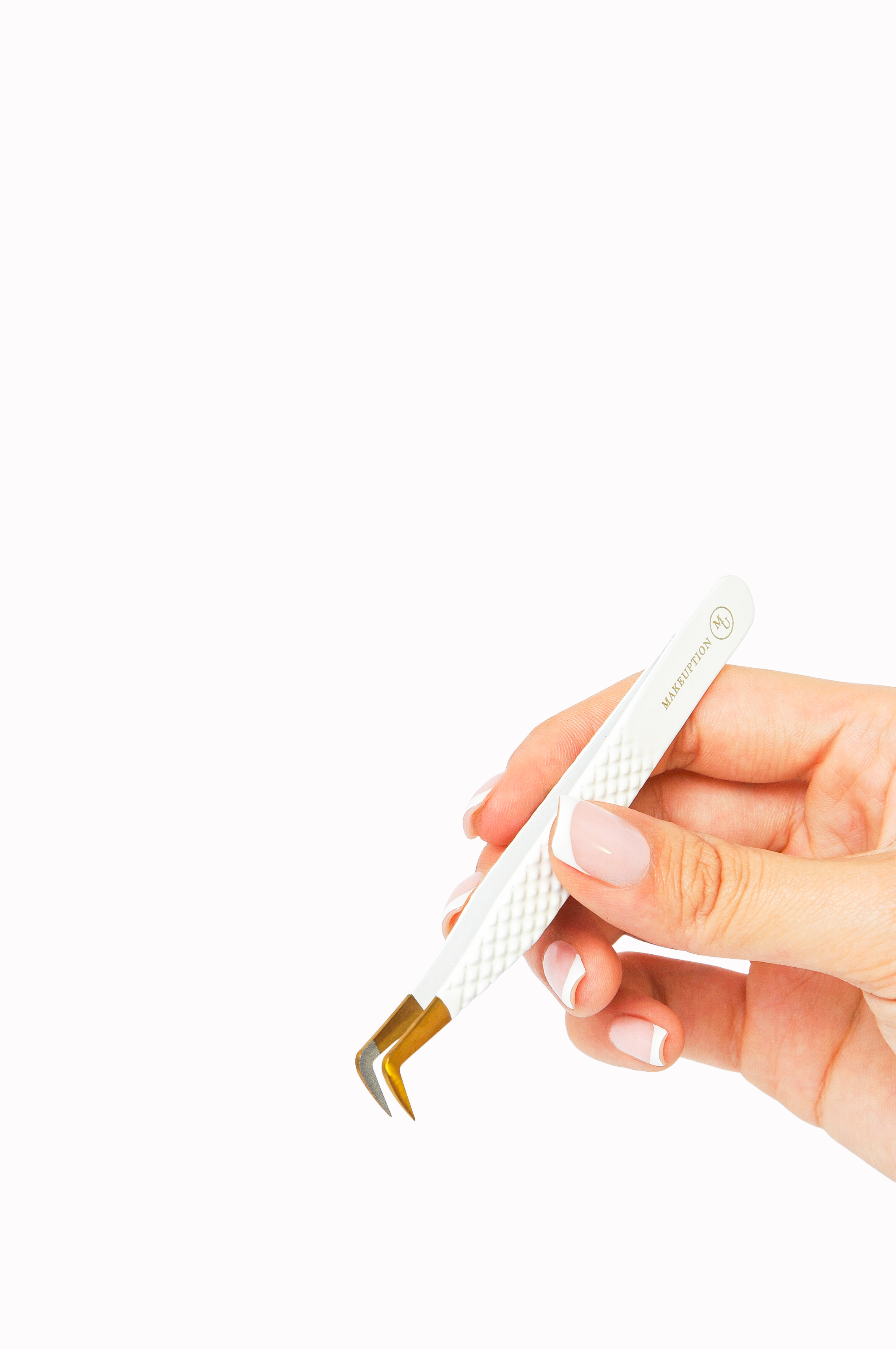 L curved Fiber tip tweezer - White