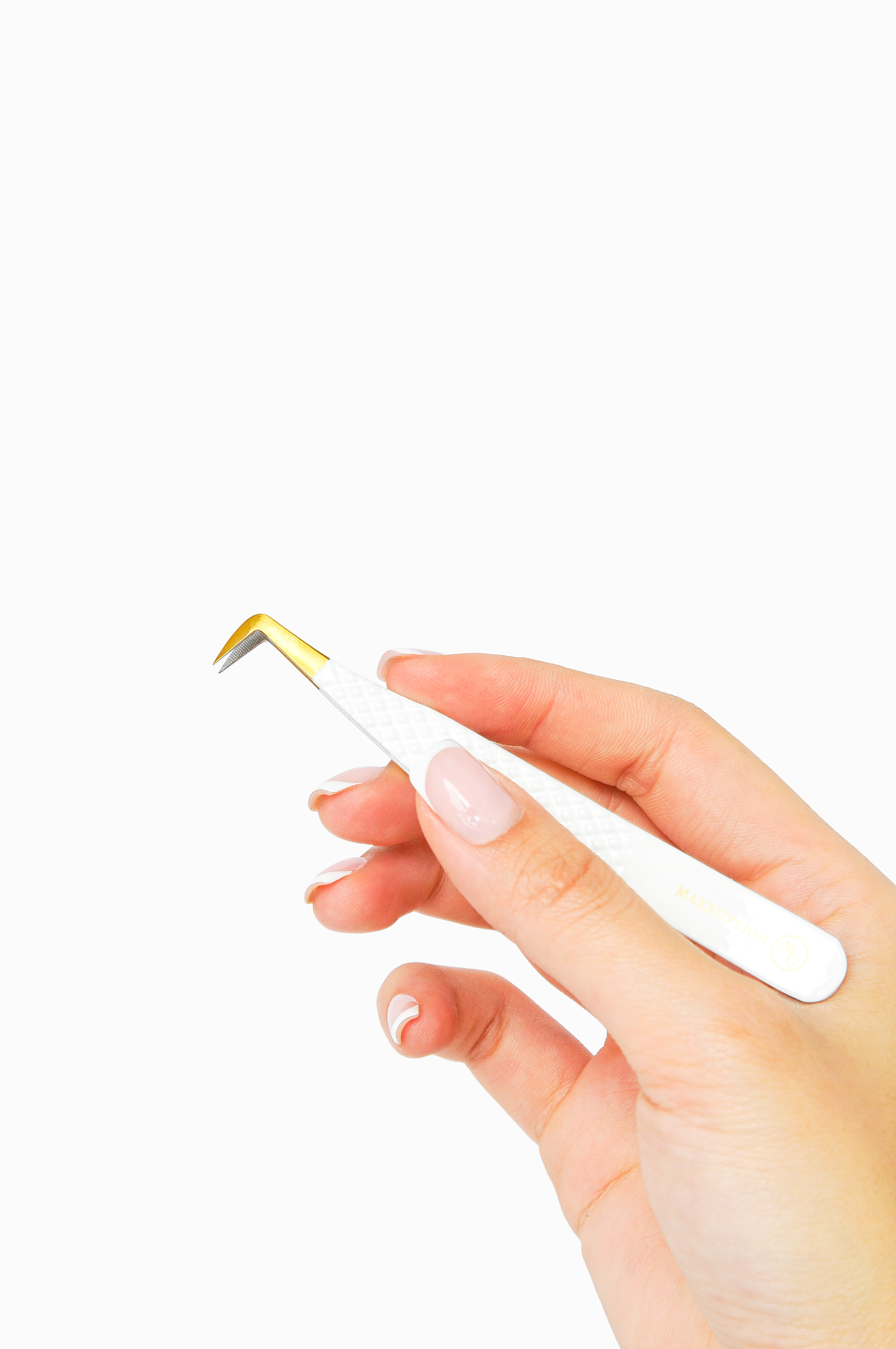 L curved Fiber tip tweezer - White