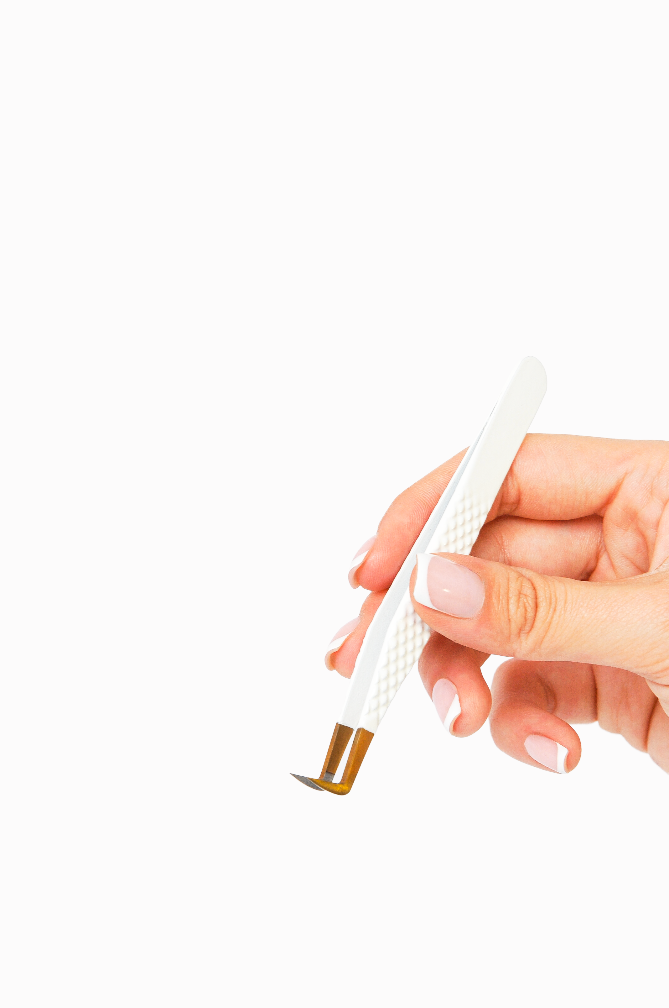 L curved Fiber tip tweezer - White