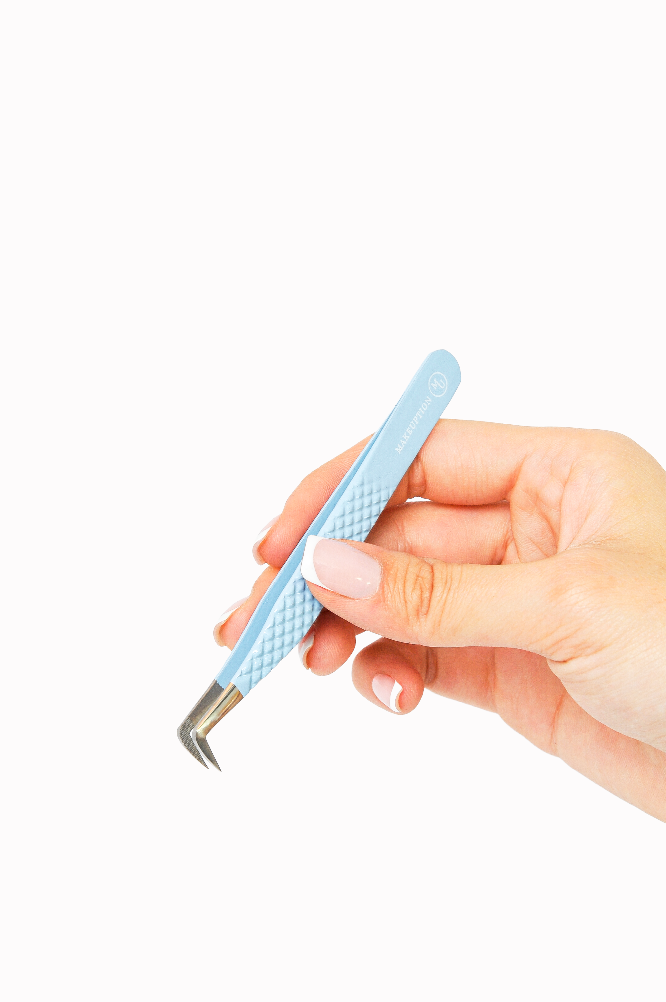 L curved Fiber tip tweezer - Blue