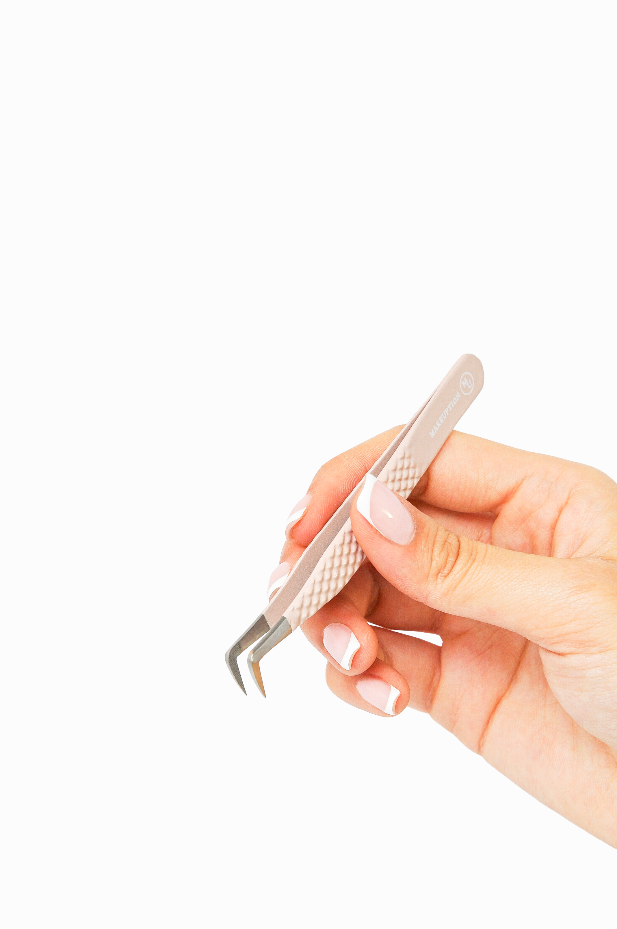 L curved Fiber tip tweezer - Pink