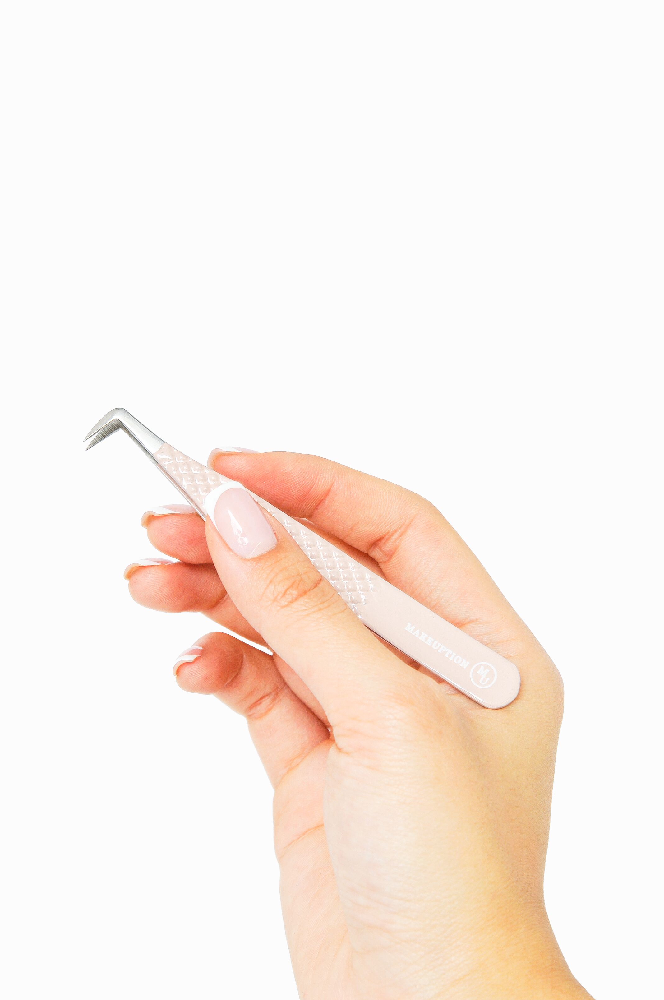 L curved Fiber tip tweezer - Pink