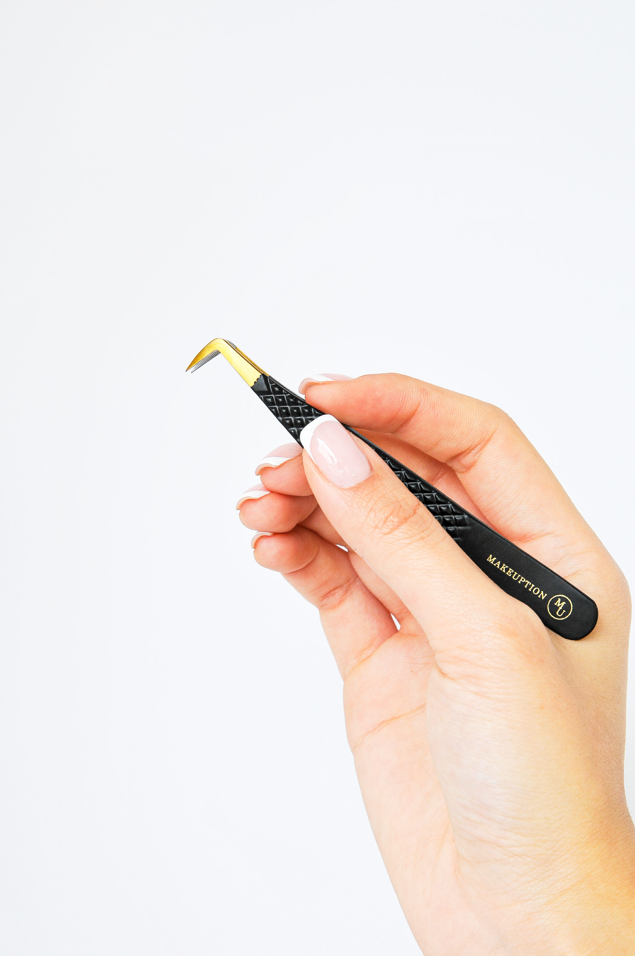 L curved Fiber tip tweezer - Black