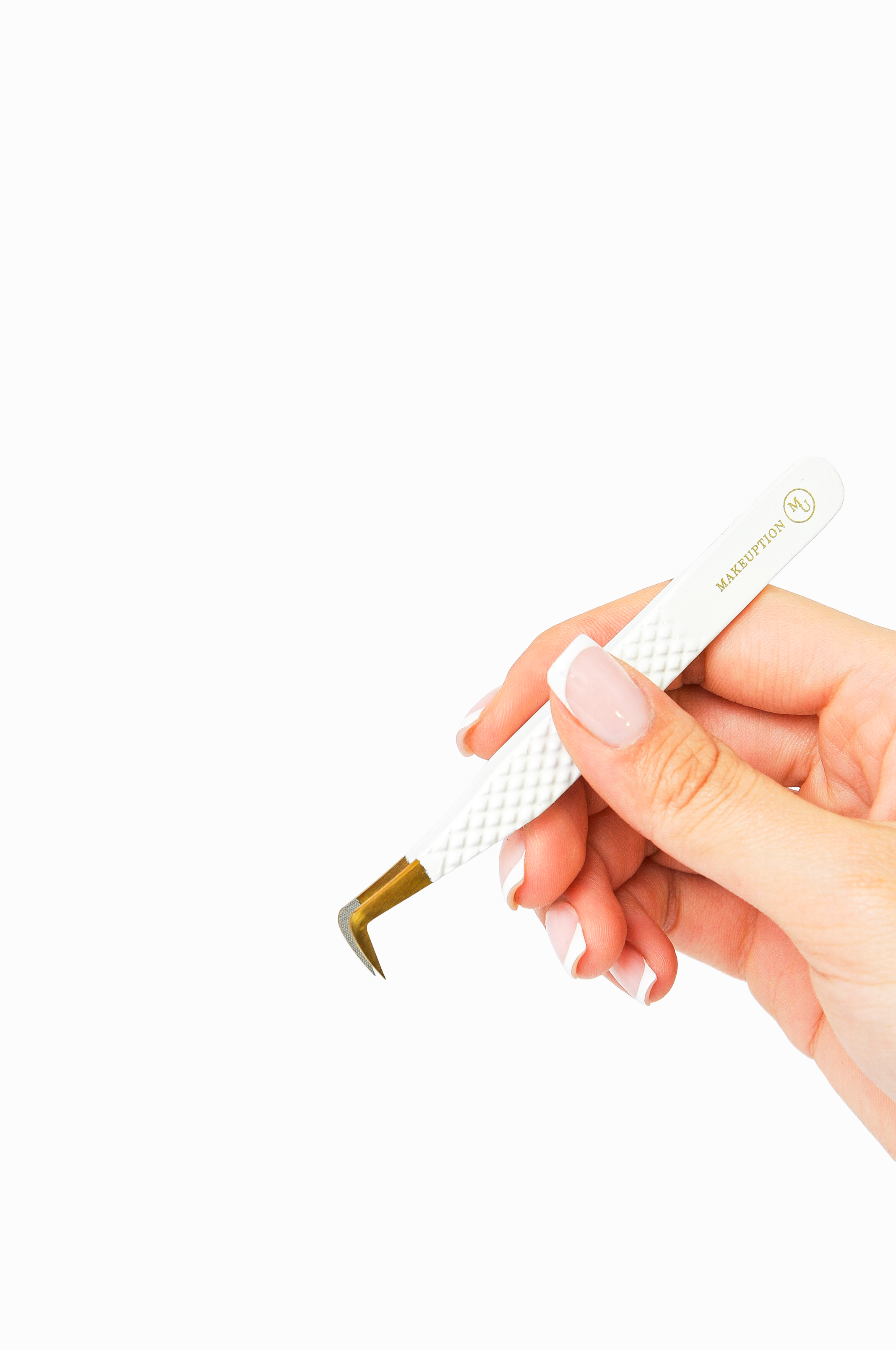 L curved Fiber tip tweezer - White