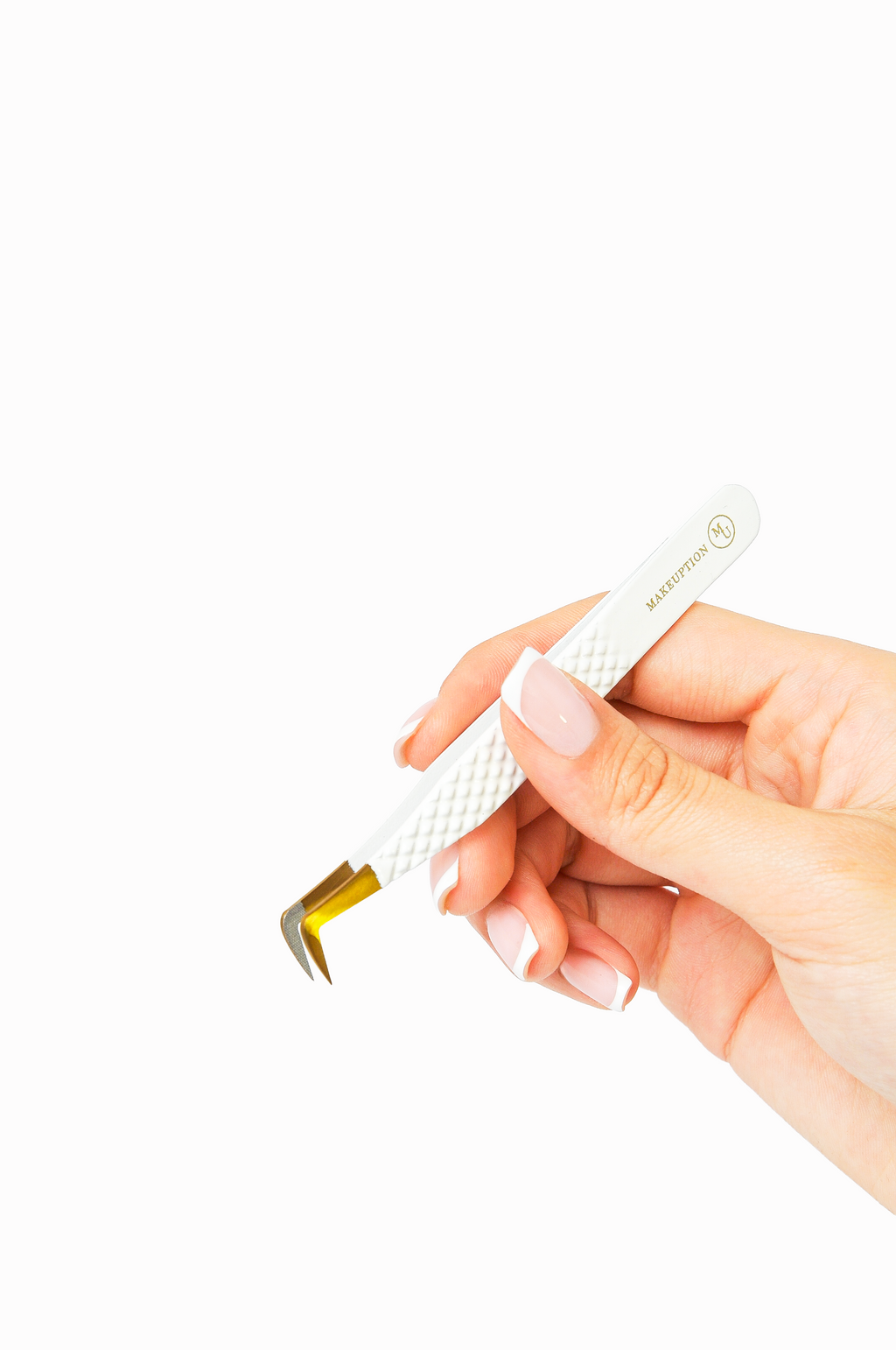 L curved Fiber tip tweezer - White