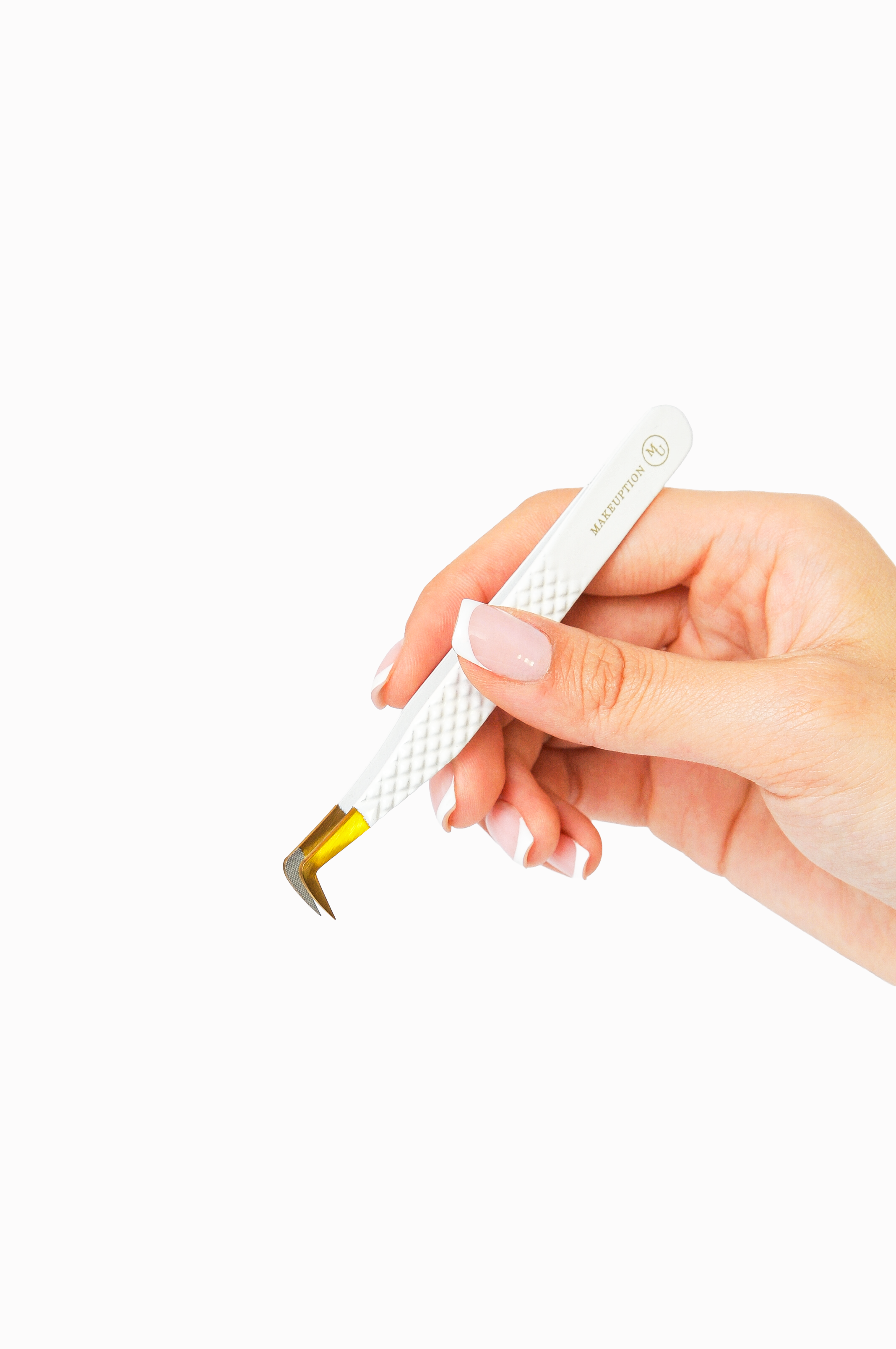 L curved Fiber tip tweezer - White