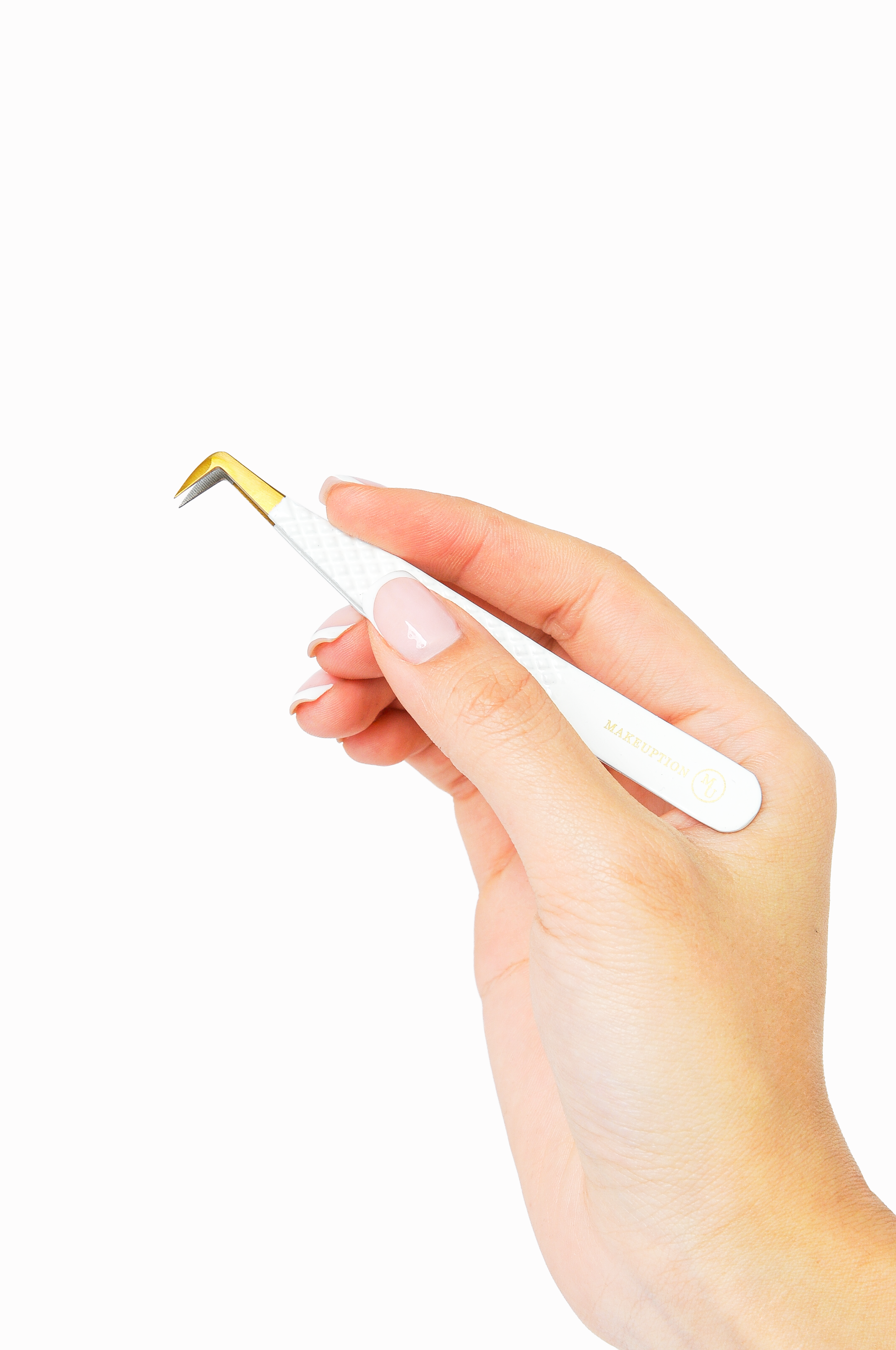 L curved Fiber tip tweezer - White