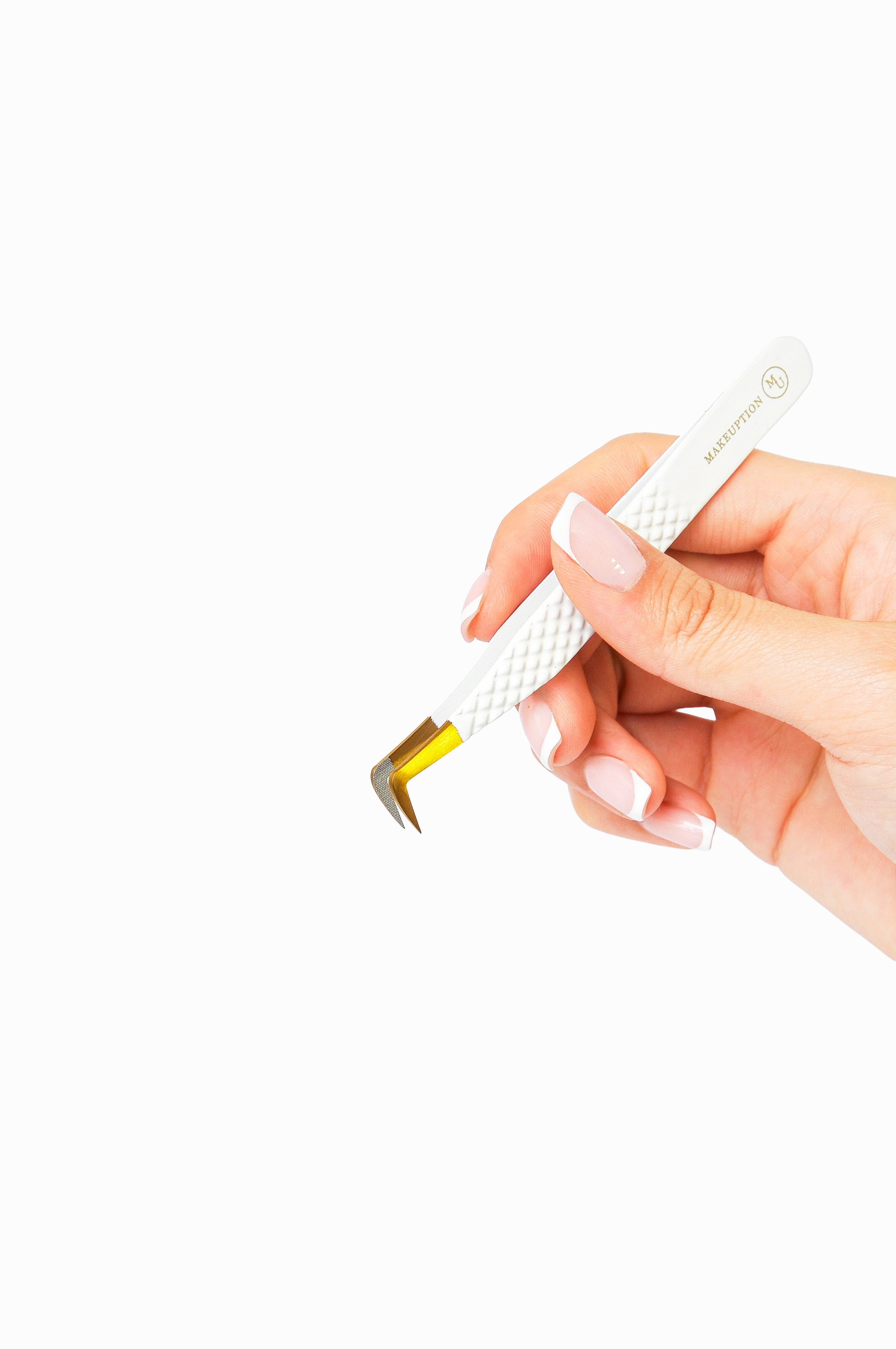 L curved Fiber tip tweezer - White